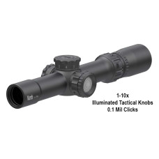 1-10x24mm Compact -ILLUMINATED Mil Based Reticles - Tactical Knobs + Zero Set - 0.1 Mil Clicks March D10V24TIML